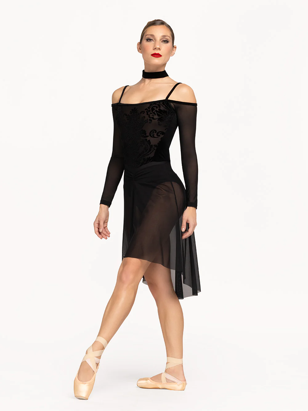 Amora Long High-Low Skirt Black Mesh Kids RTW - Image 3