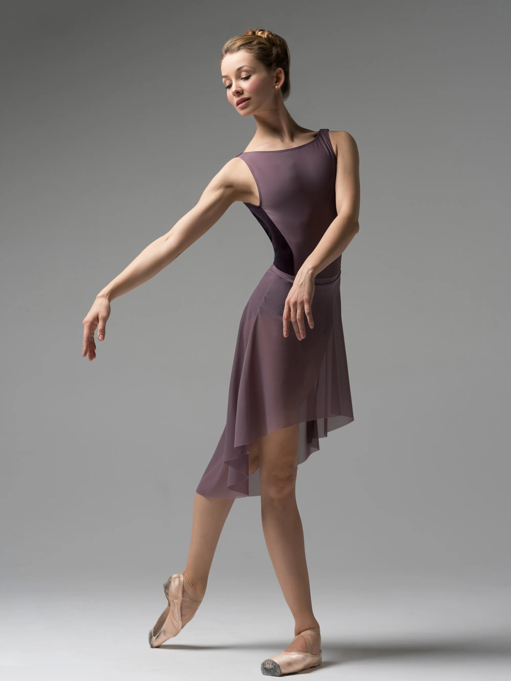Dramatic High-Low Skirt Kids Mauve Mesh RTW - Image 4