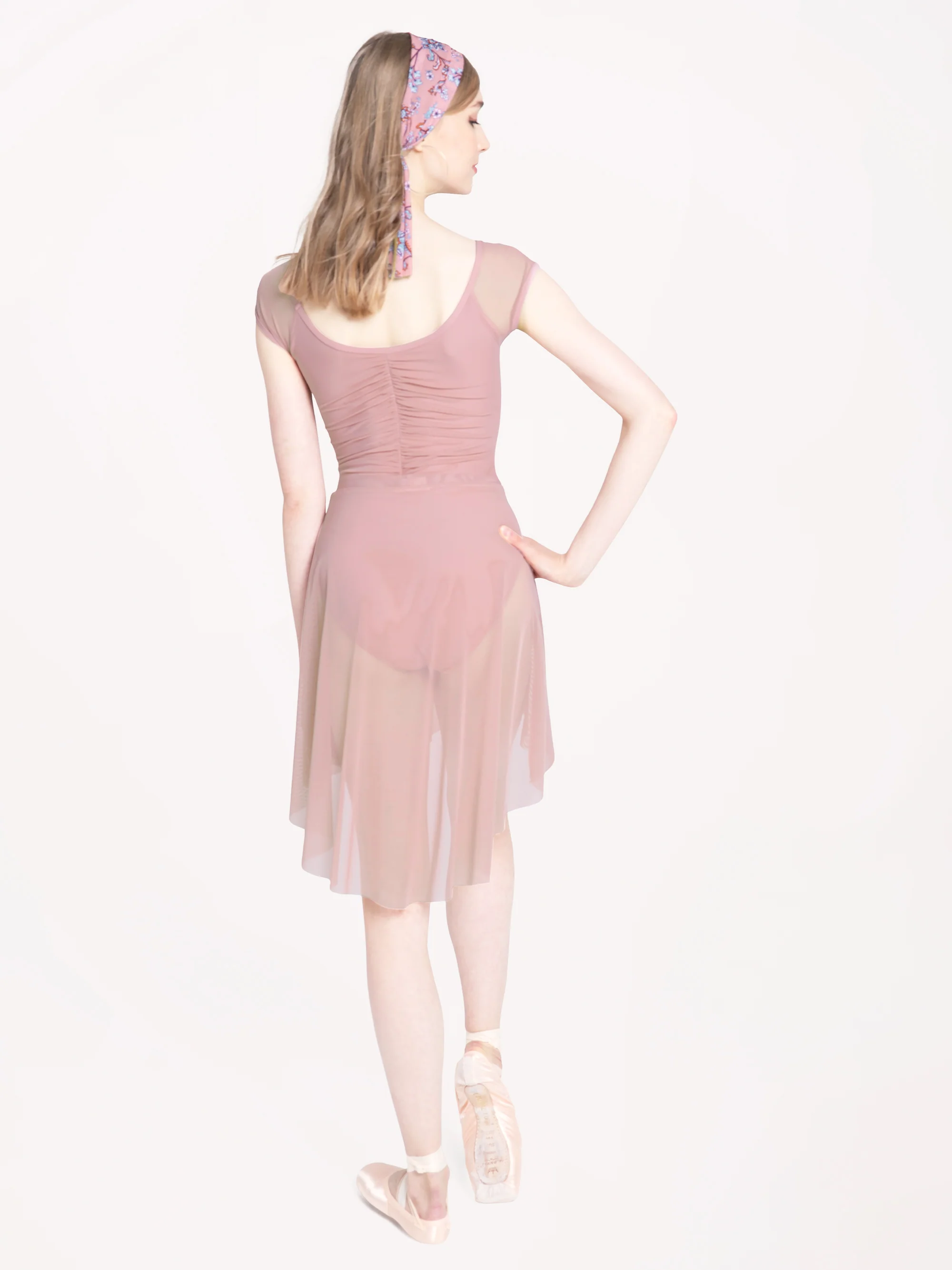 Long High-Low Skirt Dusty Rose Mesh RTW - Image 5