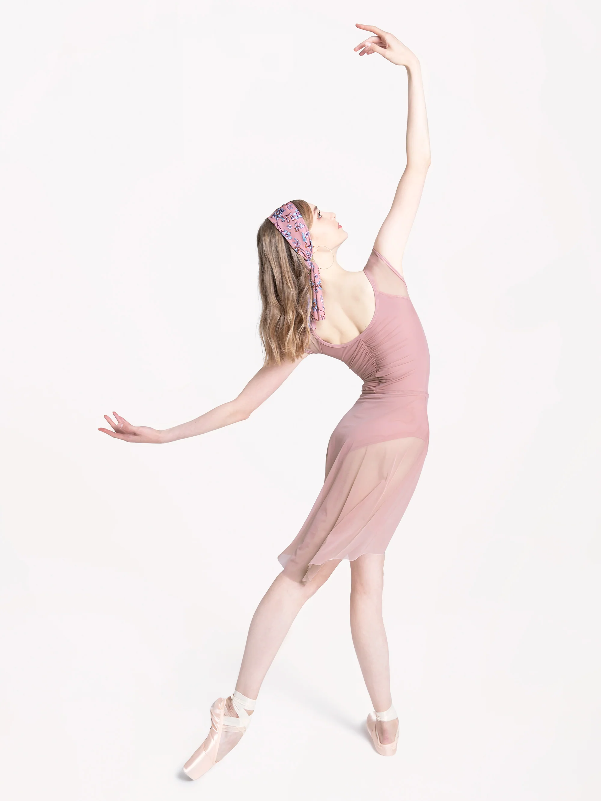 Long High-Low Skirt Dusty Rose Mesh RTW - Image 6