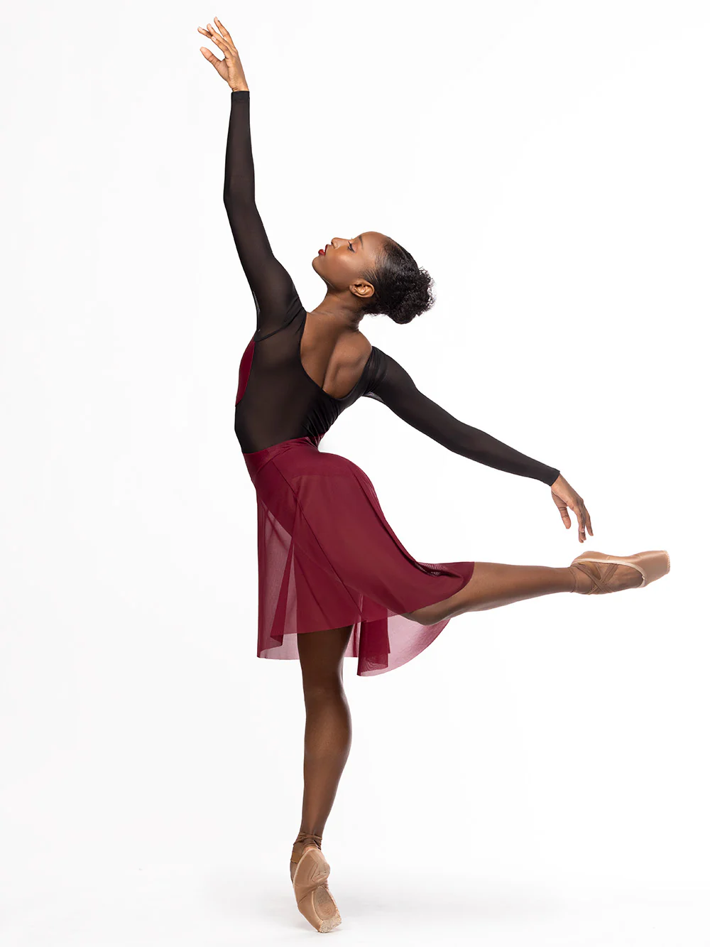 Long High-Low Skirt Wine Mesh RTW - Image 5