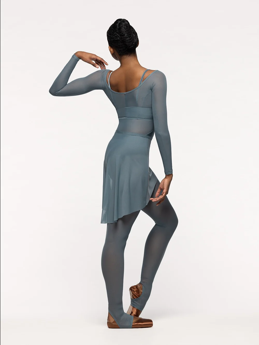 Mid High-Low Skirt Blue Agave Mesh Kids RTW - Image 9