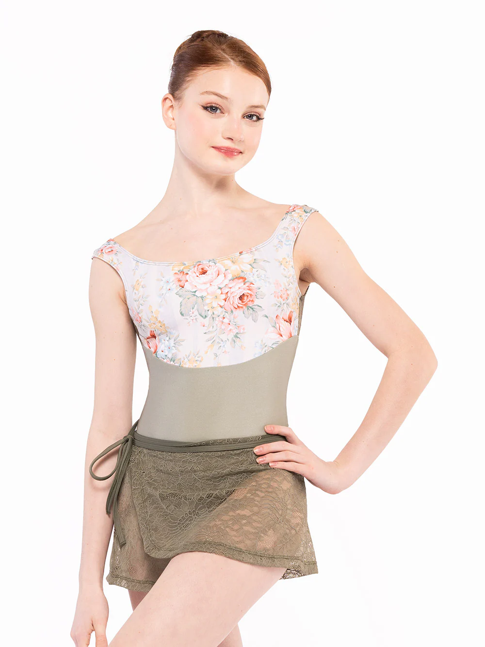 Vienna Short Wrap Skirt Dusty Olive Lace Kids RTW - Image 4